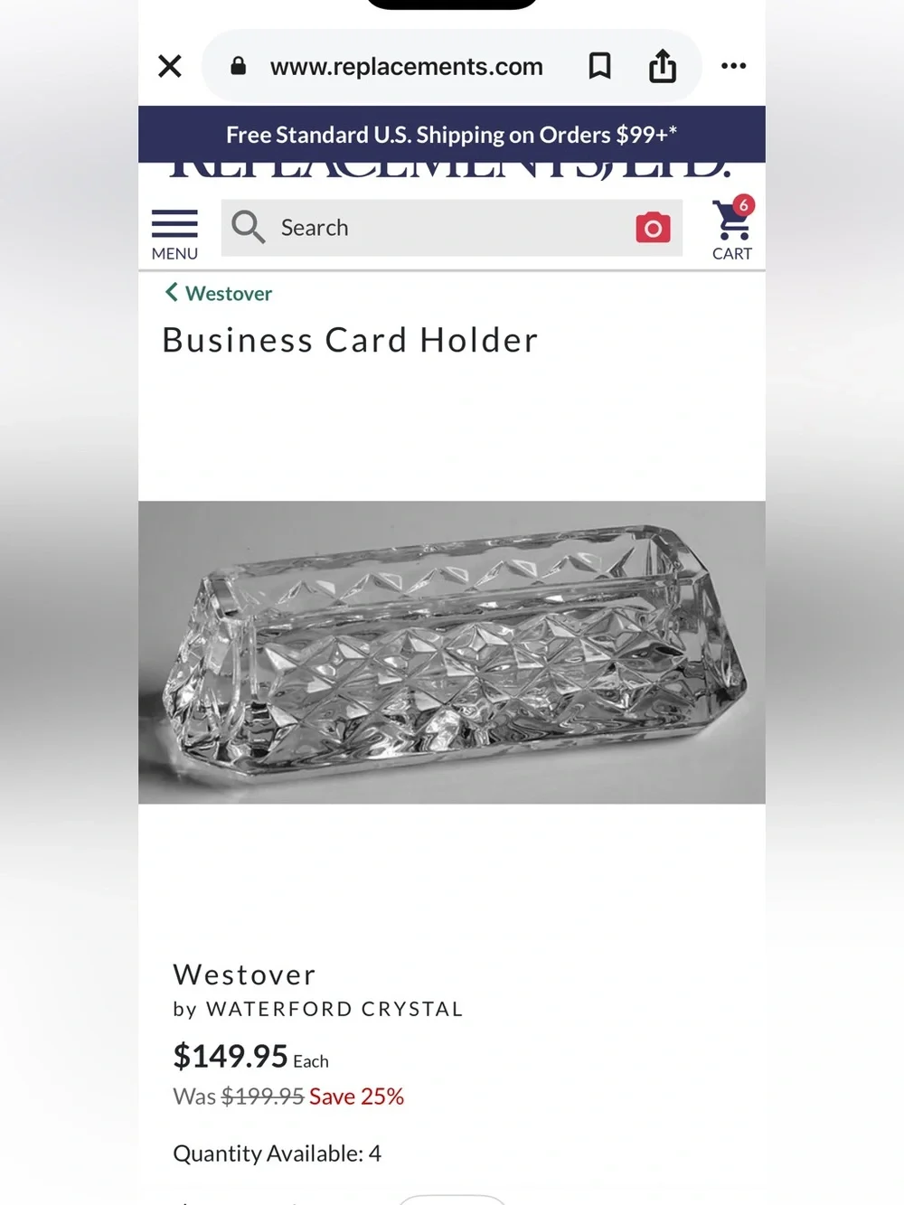 Vintage Waterford Crystal business card holder stamped